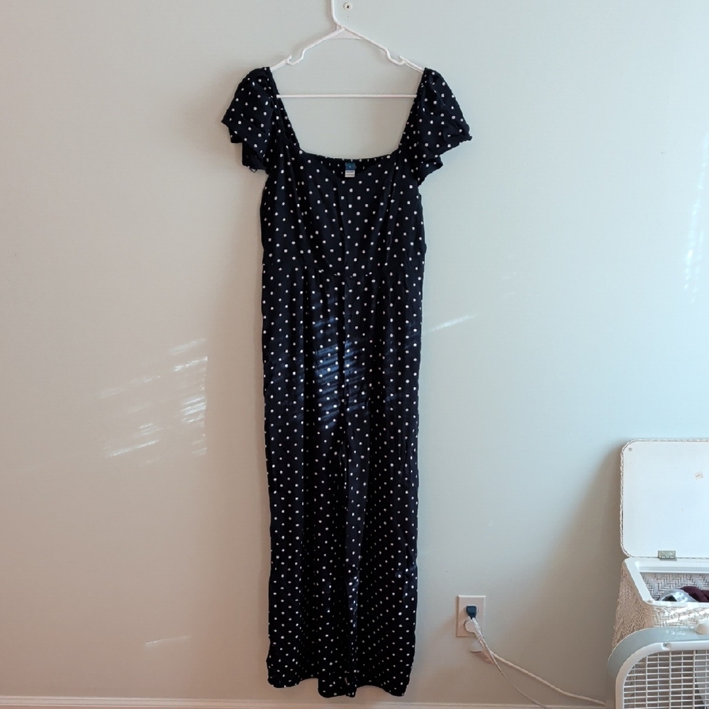 Old Navy Navy Blue Polka Dot Jumpsuit